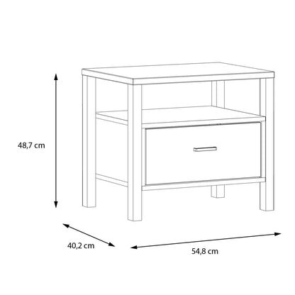 High Rock Bedside in Matt Black/Riviera Oak