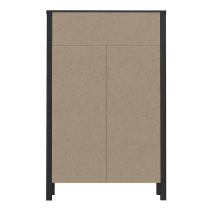High Rock Chest of Drawers with 4 Drawers in Matt Black/Riviera Oak