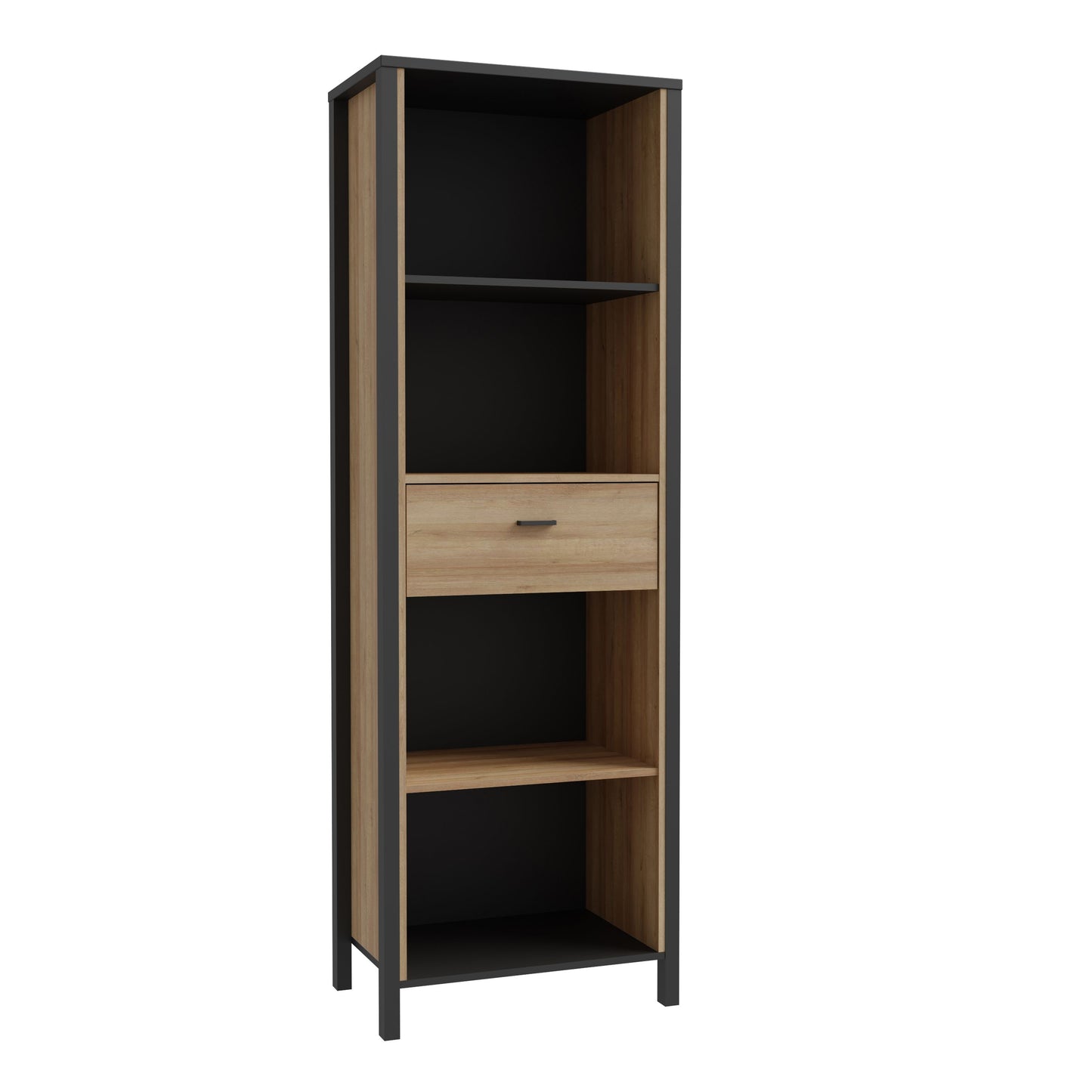 High Rock Display Shelf Unit in Matt Black/Riviera Oak