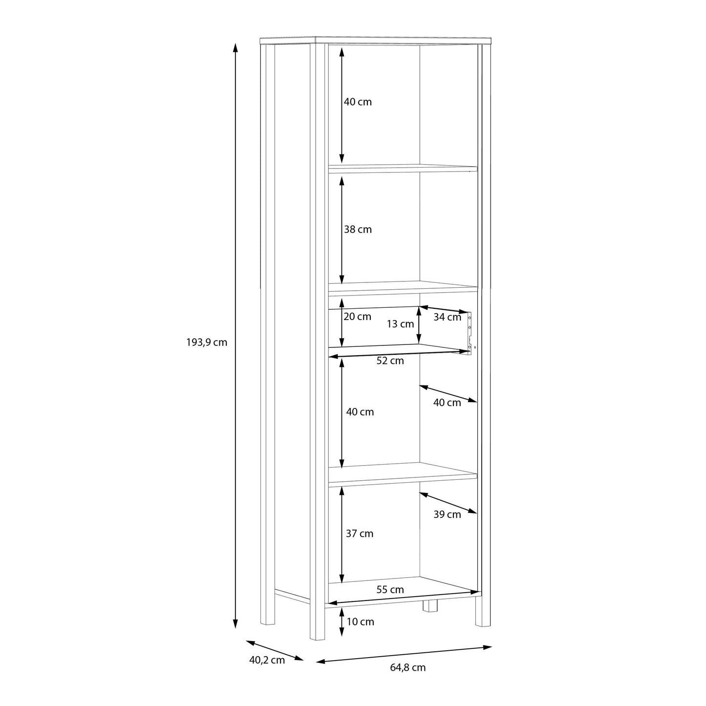 High Rock Display Shelf Unit in Matt Black/Riviera Oak