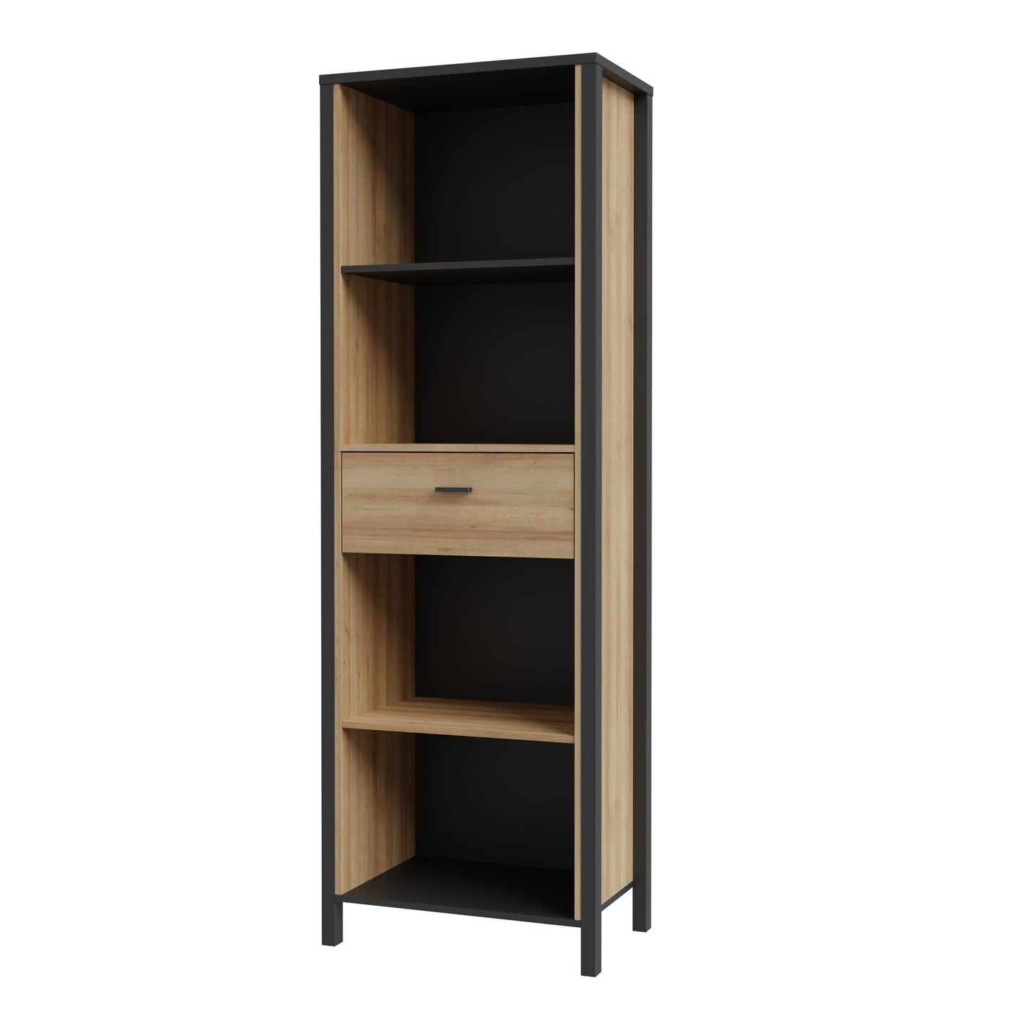 High Rock Display Shelf Unit in Matt Black/Riviera Oak