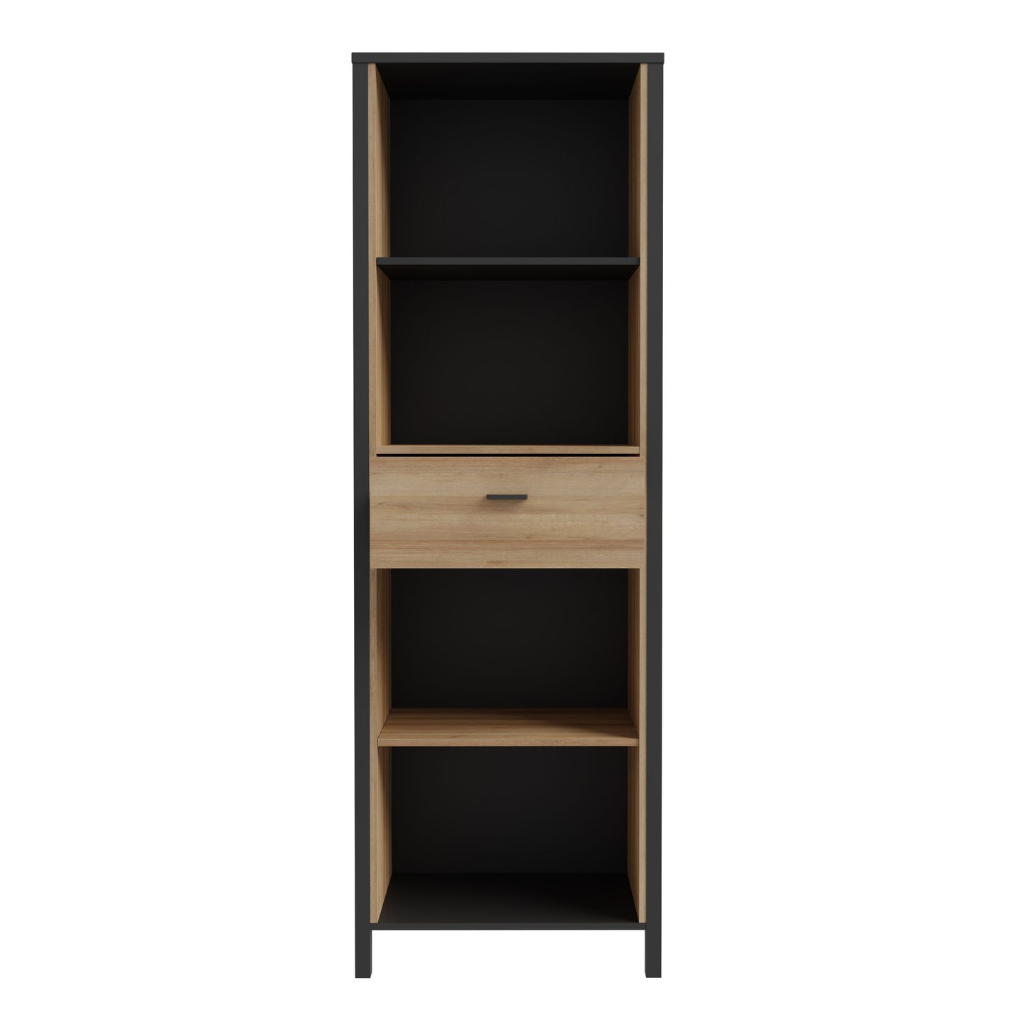 High Rock Display Shelf Unit in Matt Black/Riviera Oak