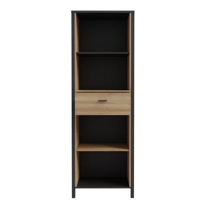 High Rock Display Shelf Unit in Matt Black/Riviera Oak