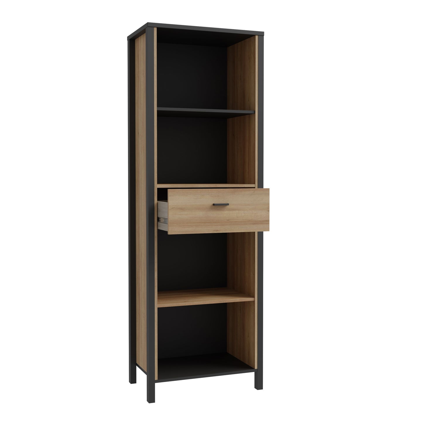 High Rock Display Shelf Unit in Matt Black/Riviera Oak