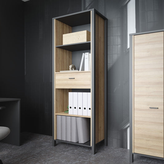 High Rock Display Shelf Unit in Matt Black/Riviera Oak