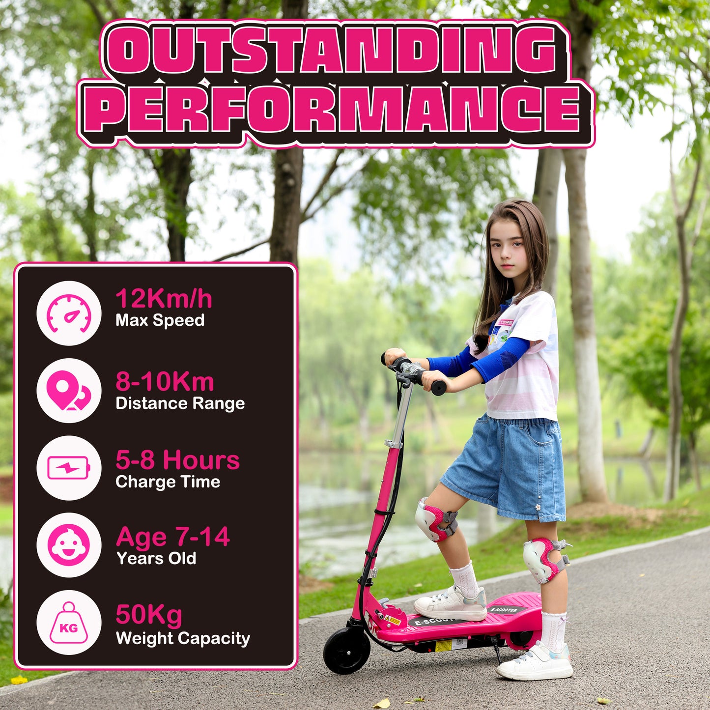 Velocity Kids Electric Scooter - Adjustable Height, Folding E-Scooter for Ages 7-14