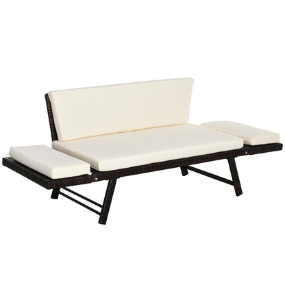 2 in 1 Rattan Folding Daybed Sofa Bench w/Cushion