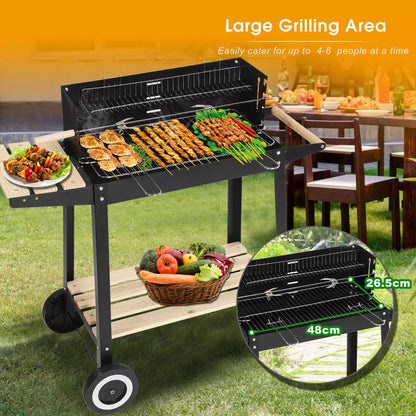 Rectangular BBQ Grill with Garden Wheels