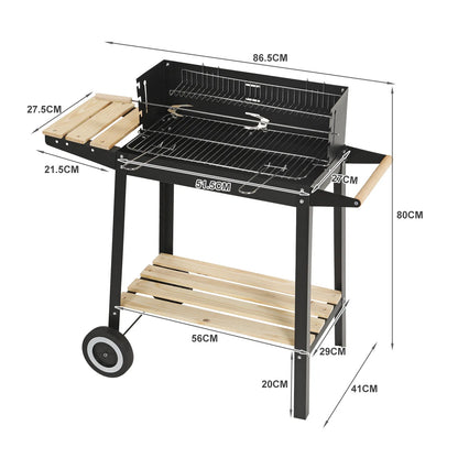 Rectangular BBQ Grill with Garden Wheels