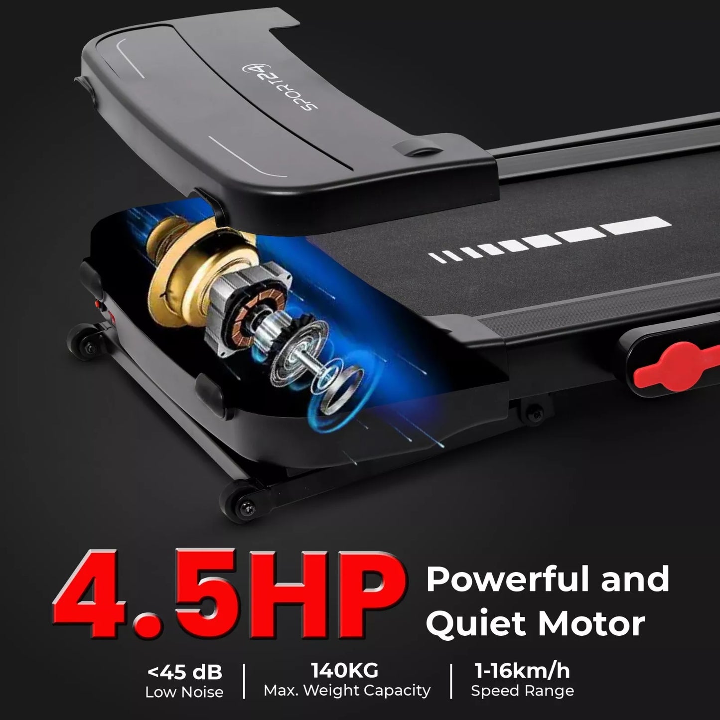 S24 Folding Electric Treadmill with Auto Incline & Bluetooth - 16km/h, 4.5HP Motor