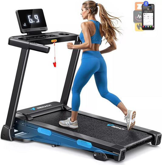 MFIT T12 Folding Treadmill with Auto Incline & Bluetooth - Quiet 7.5MPH for Home Gym
