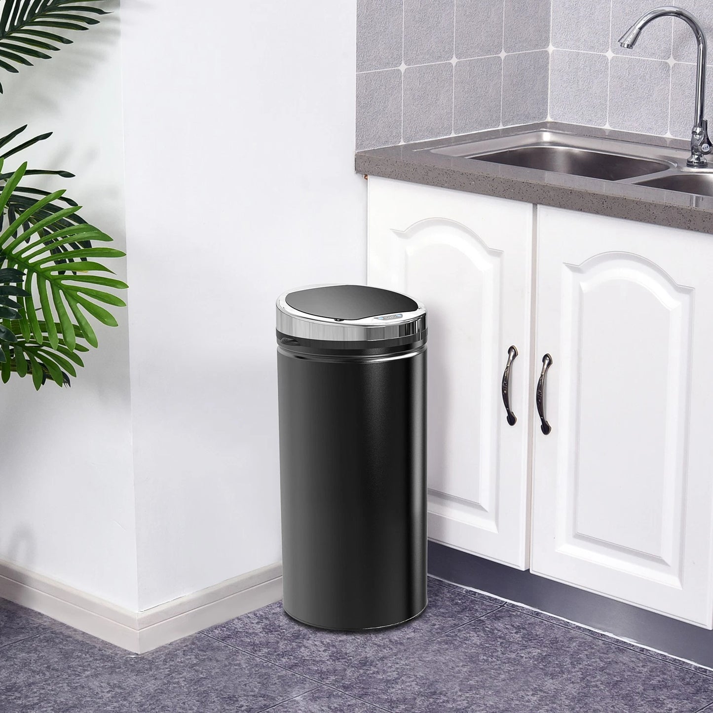 HM 42L Automatic Motion Sensor Kitchen Bin - Hands-Free Rubbish Can, Black