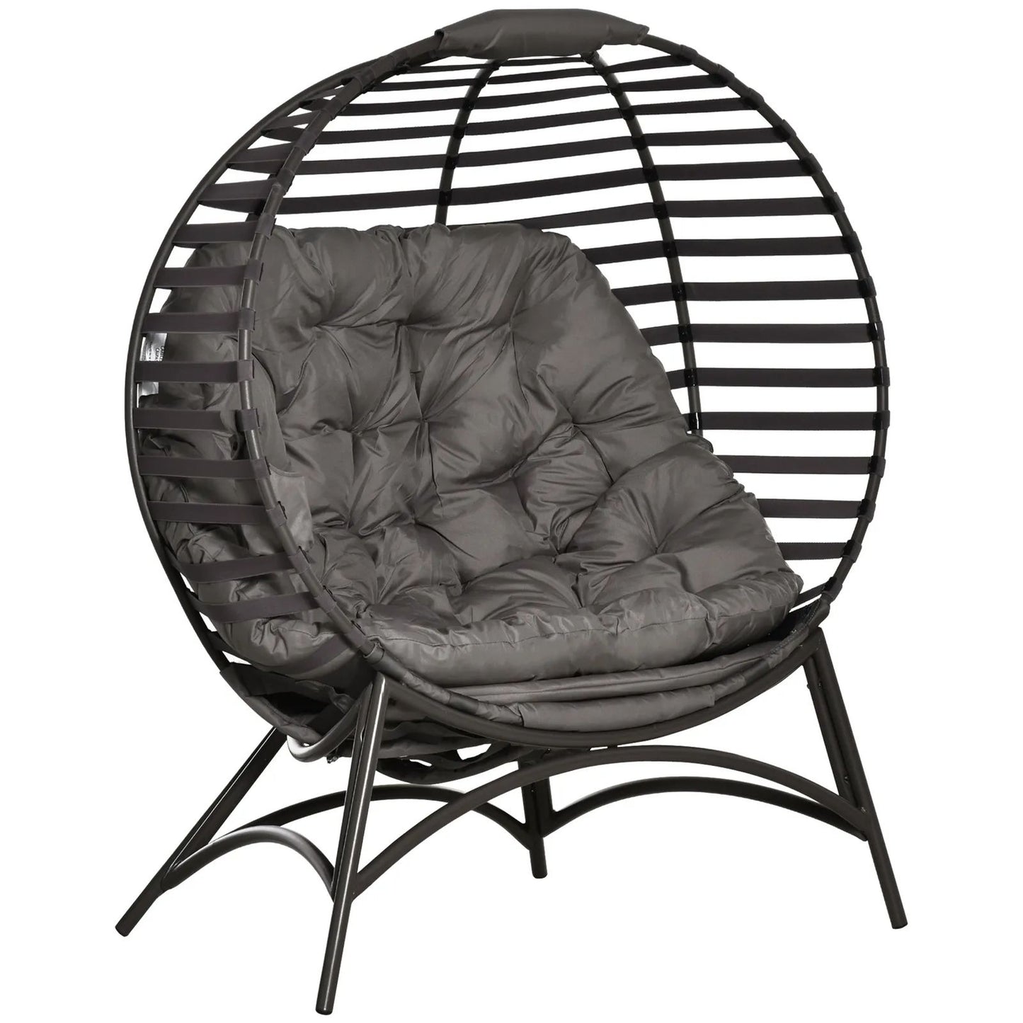 OS Egg Chair w/ Cushion Steel Frame and Side Pocket for Indoor Outdoor