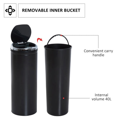 50L Automatic Motion Sensor Kitchen Bin - Hands-Free Rubbish Can, Black