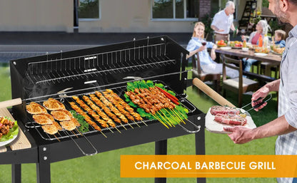 Rectangular BBQ Grill with Garden Wheels
