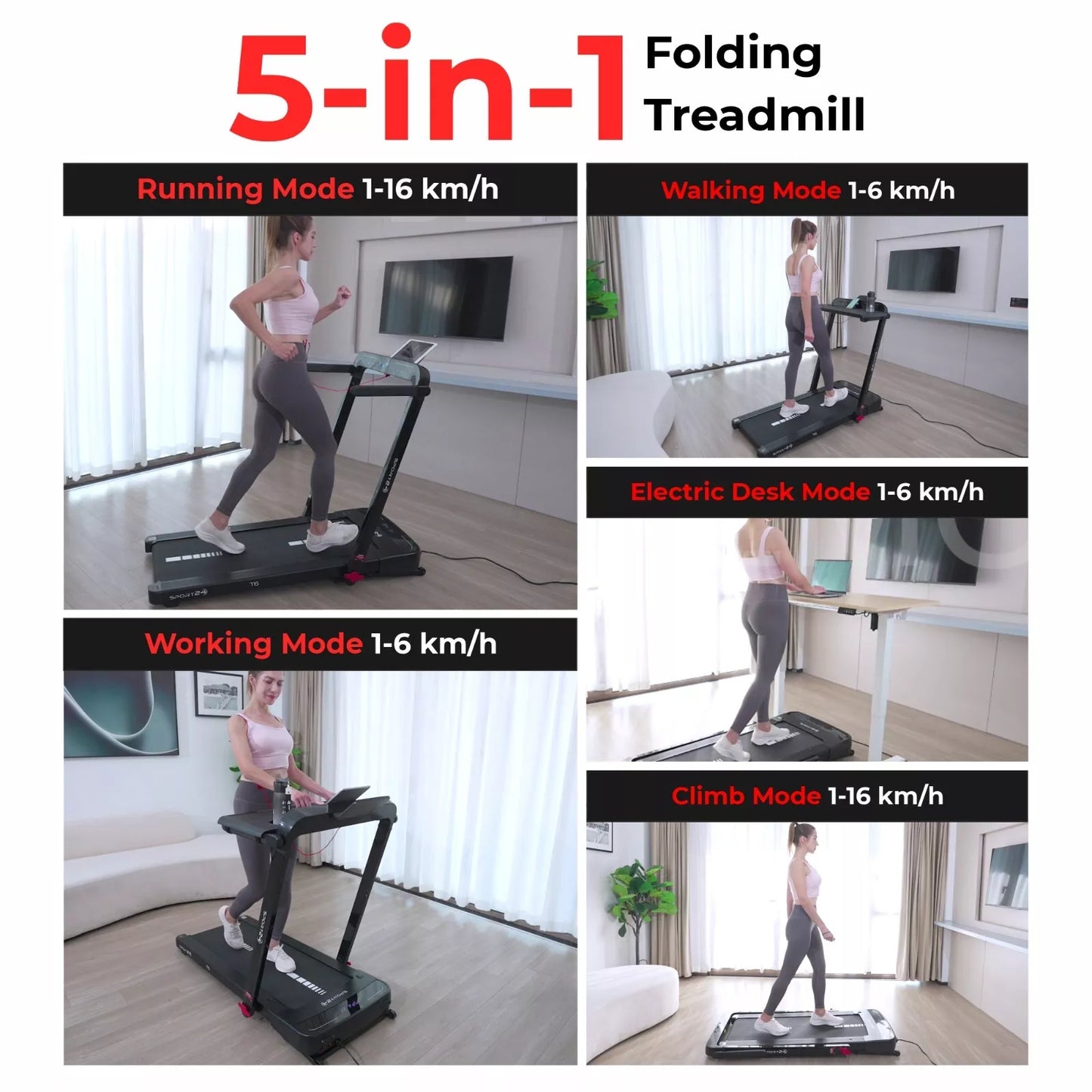 S24 Folding Electric Treadmill with Auto Incline & Bluetooth - 16km/h, 4.5HP Motor
