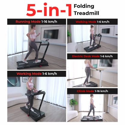S24 Folding Electric Treadmill with Auto Incline & Bluetooth - 16km/h, 4.5HP Motor