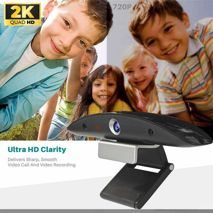 JUSTOP C20 2K HD Webcam - Autofocus & Dual Noise-Canceling Microphones