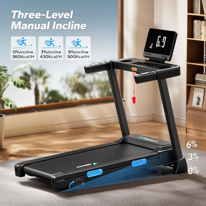 MFIT T12 Folding Treadmill with Auto Incline & Bluetooth - Quiet 7.5MPH for Home Gym