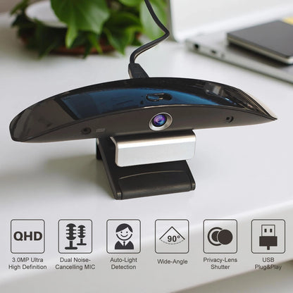 JUSTOP C20 2K HD Webcam - Autofocus & Dual Noise-Canceling Microphones