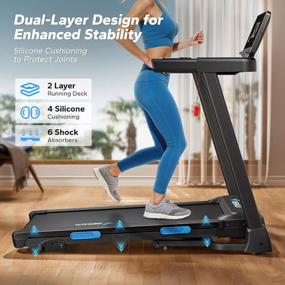 MFIT T12 Folding Treadmill with Auto Incline & Bluetooth - Quiet 7.5MPH for Home Gym
