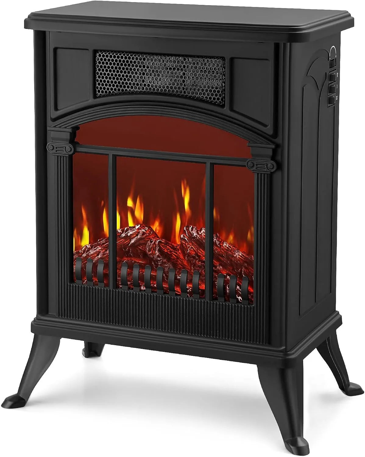 HM Free Standing Electric Fireplace with Realistic Fire Flame Effect