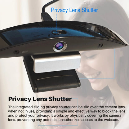 JUSTOP C20 2K HD Webcam - Autofocus & Dual Noise-Canceling Microphones
