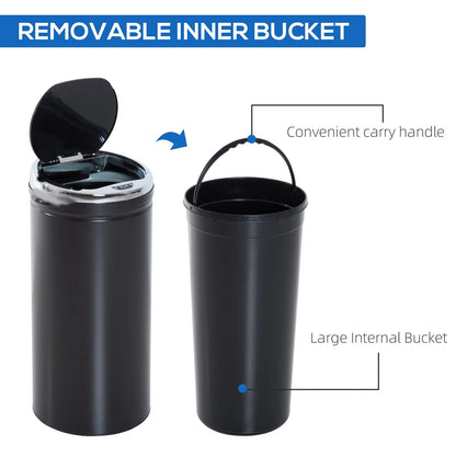 HM 42L Automatic Motion Sensor Kitchen Bin - Hands-Free Rubbish Can, Black