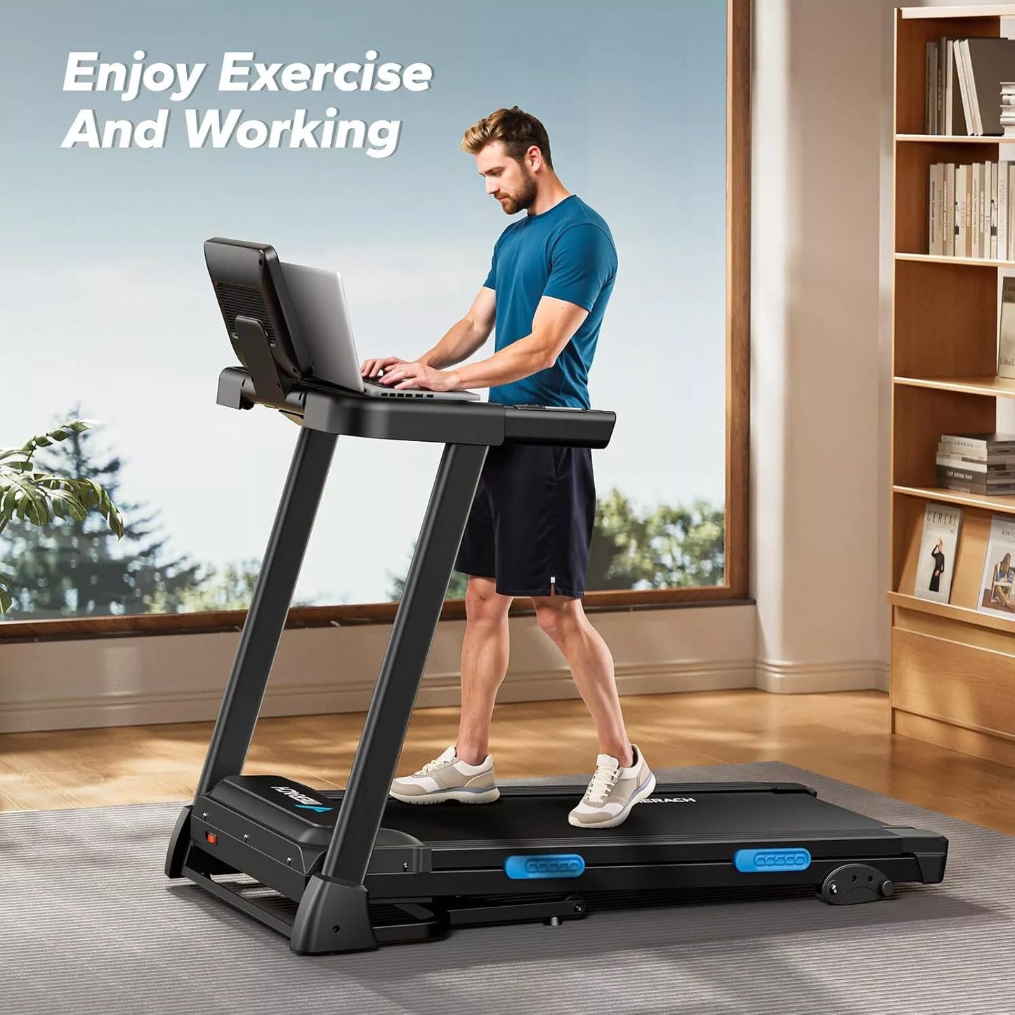 MFIT T12 Folding Treadmill with Auto Incline & Bluetooth - Quiet 7.5MPH for Home Gym