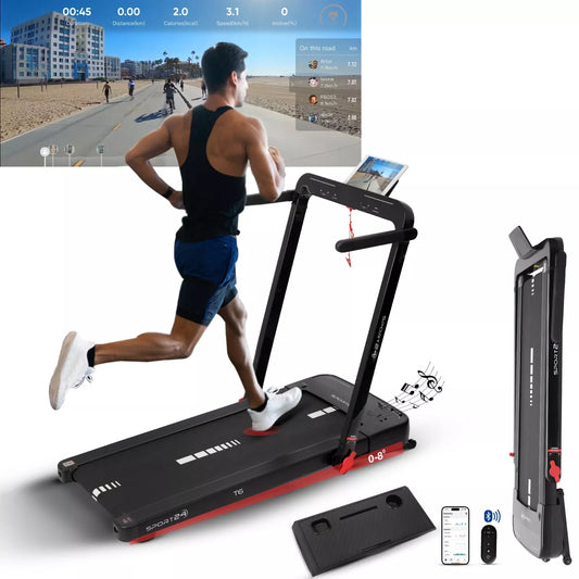 S24 Folding Electric Treadmill with Auto Incline & Bluetooth - 16km/h, 4.5HP Motor