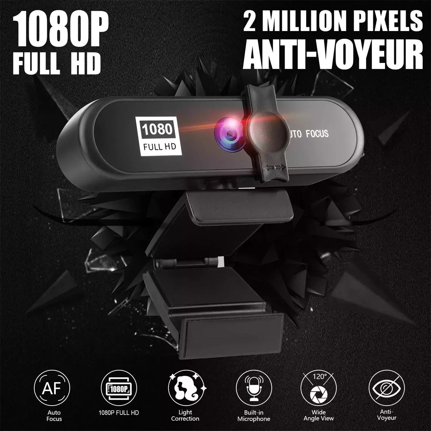 NexusView 1080P Full HD Webcam - Autofocus, Built-in Microphone & Privacy Shutter