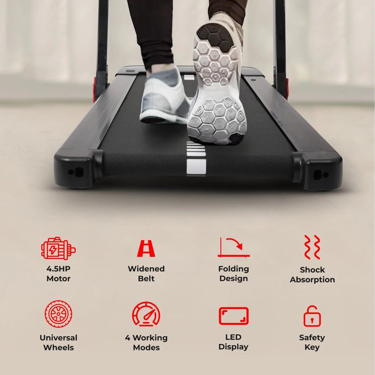 S24 Folding Electric Treadmill with Auto Incline & Bluetooth - 16km/h, 4.5HP Motor
