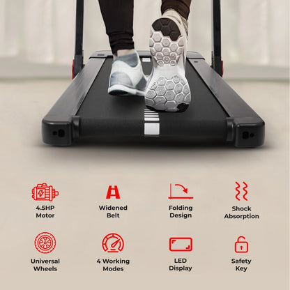 S24 Folding Electric Treadmill with Auto Incline & Bluetooth - 16km/h, 4.5HP Motor