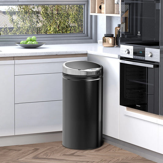 HM 42L Automatic Motion Sensor Kitchen Bin - Hands-Free Rubbish Can, Black