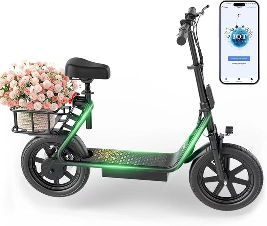 SwiftRide City Cruiser Electric Scooter with Seat - 500W Motor, 28 Mile Range, 22 MPH Top Speed