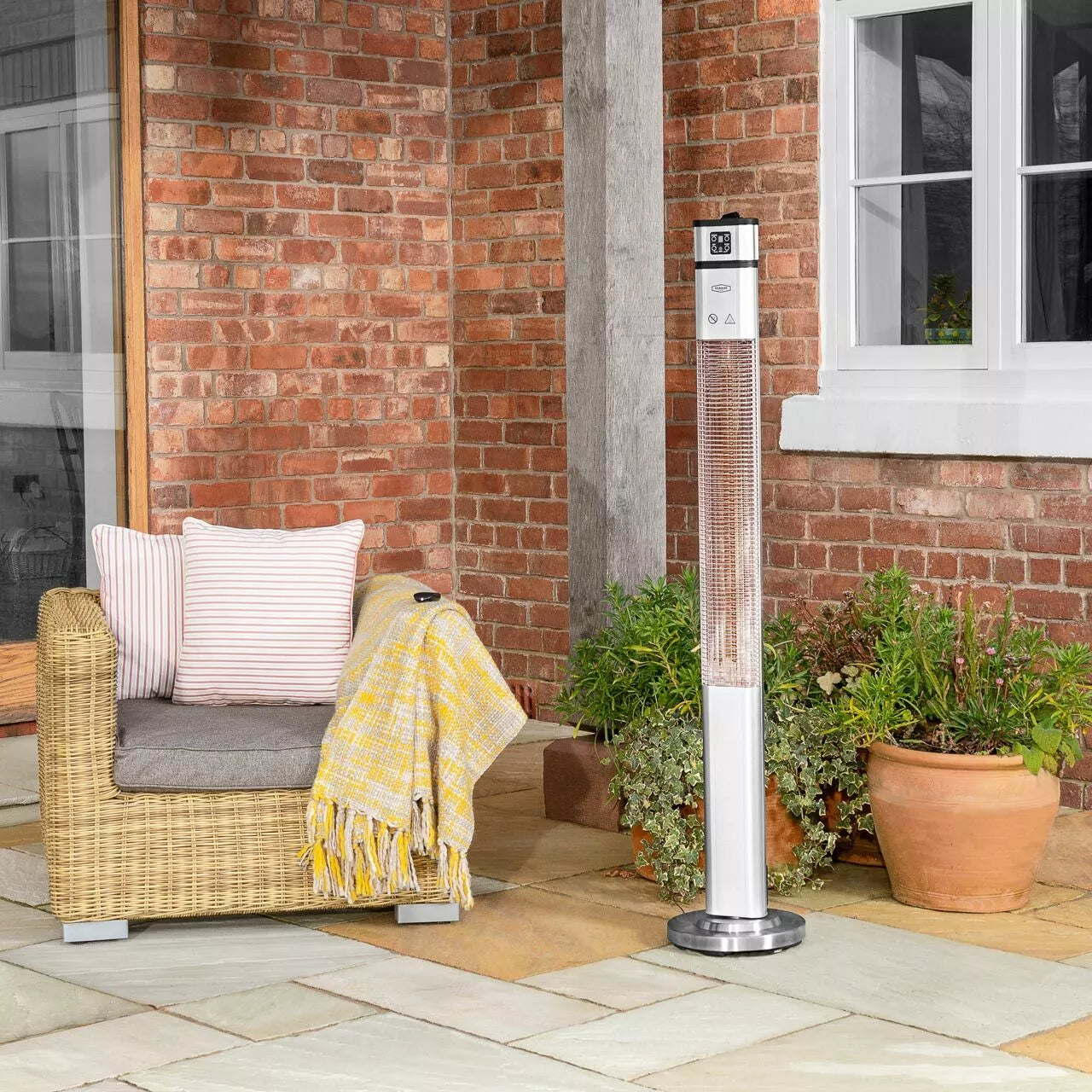 AuraHeat 2000W Electric Patio Heater with Remote Control - Freestanding & Oscillating