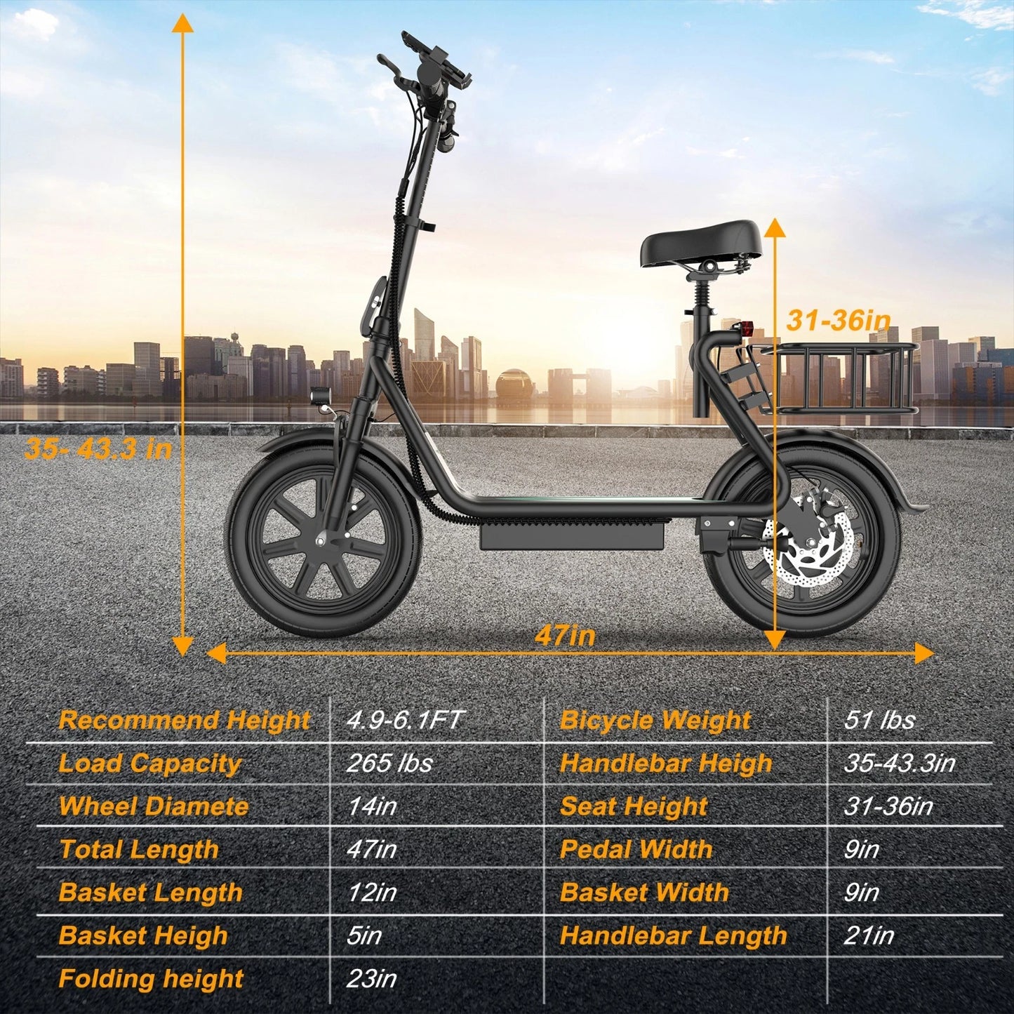 AVPro ESBS Pro Long-Range Electric Scooter with Seat - 500W Motor, 60+ Mile Range, 22 MPH