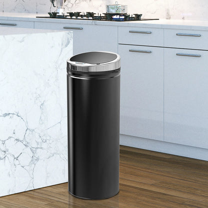 50L Automatic Motion Sensor Kitchen Bin - Hands-Free Rubbish Can, Black