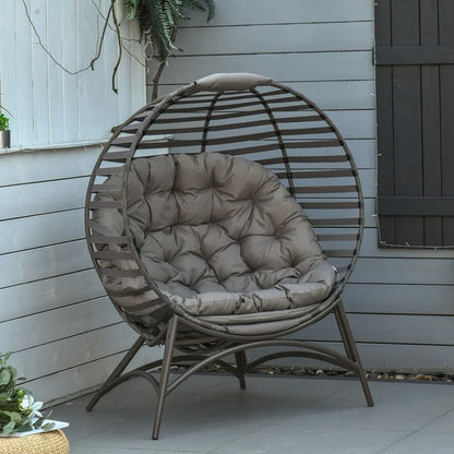 OS Egg Chair w/ Cushion Steel Frame and Side Pocket for Indoor Outdoor
