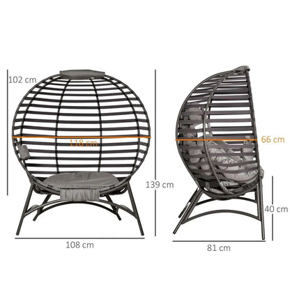 OS Egg Chair w/ Cushion Steel Frame and Side Pocket for Indoor Outdoor