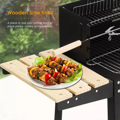 Rectangular BBQ Grill with Garden Wheels