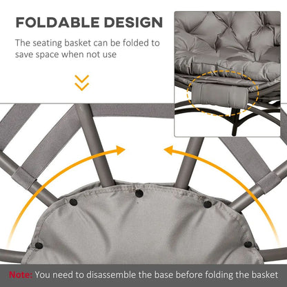 OS Egg Chair w/ Cushion Steel Frame and Side Pocket for Indoor Outdoor
