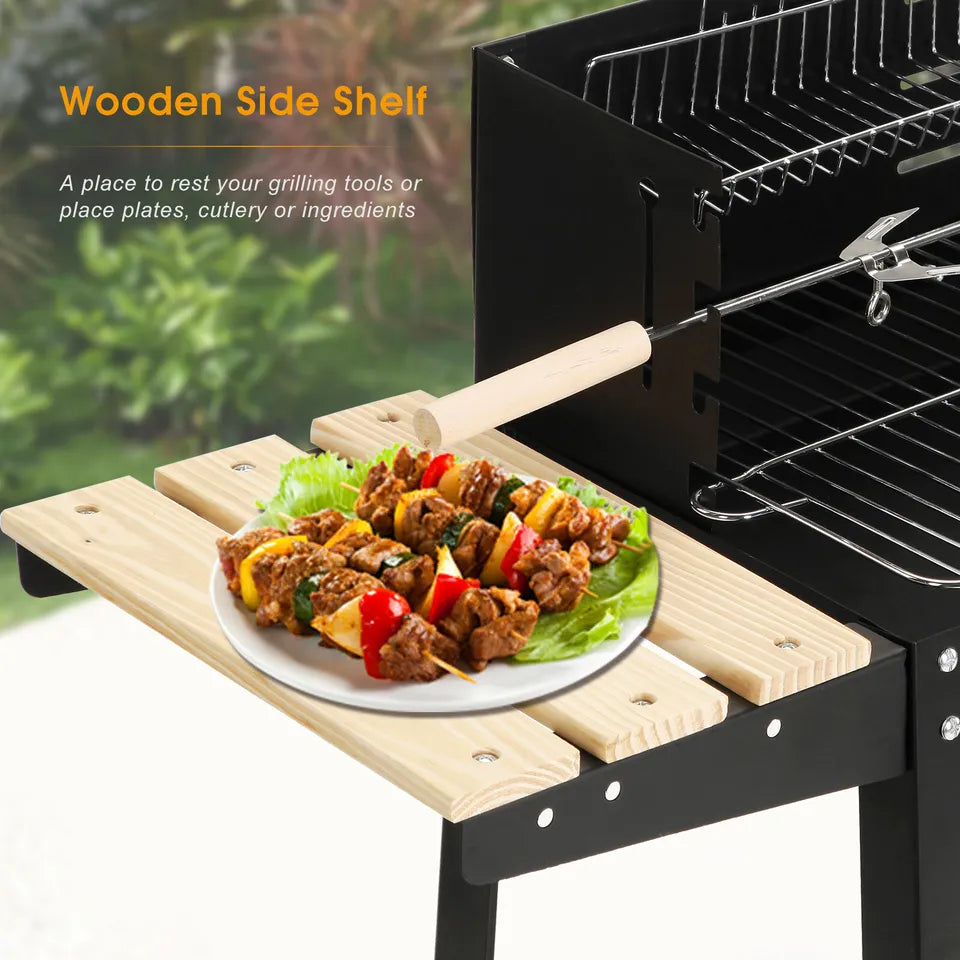 Rectangular BBQ Grill with Garden Wheels