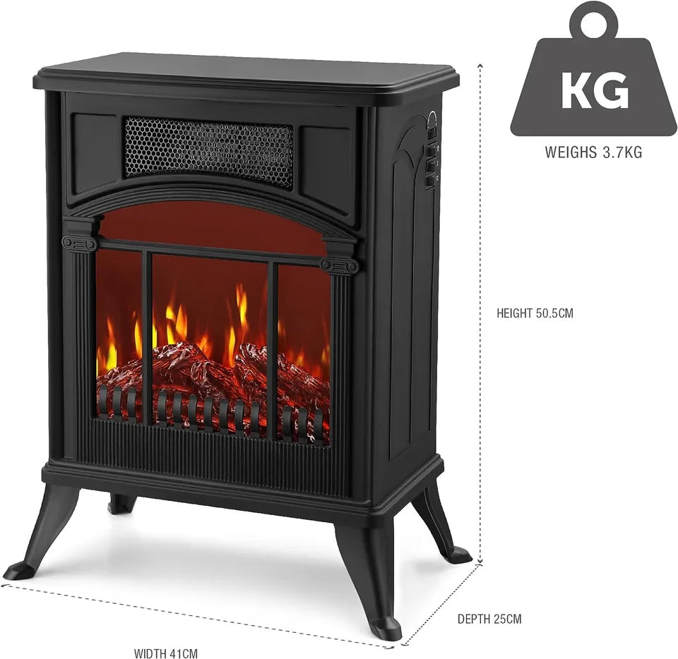 HM Free Standing Electric Fireplace with Realistic Fire Flame Effect