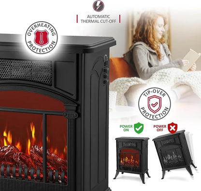 HM Free Standing Electric Fireplace with Realistic Fire Flame Effect