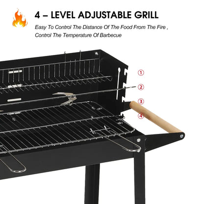 Rectangular BBQ Grill with Garden Wheels
