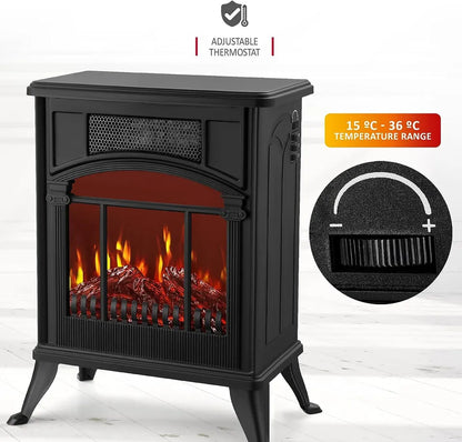 HM Free Standing Electric Fireplace with Realistic Fire Flame Effect