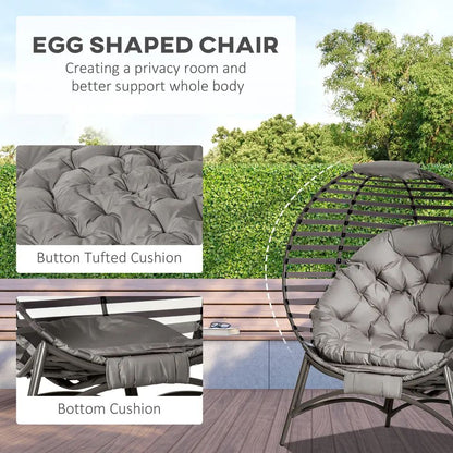 OS Egg Chair w/ Cushion Steel Frame and Side Pocket for Indoor Outdoor