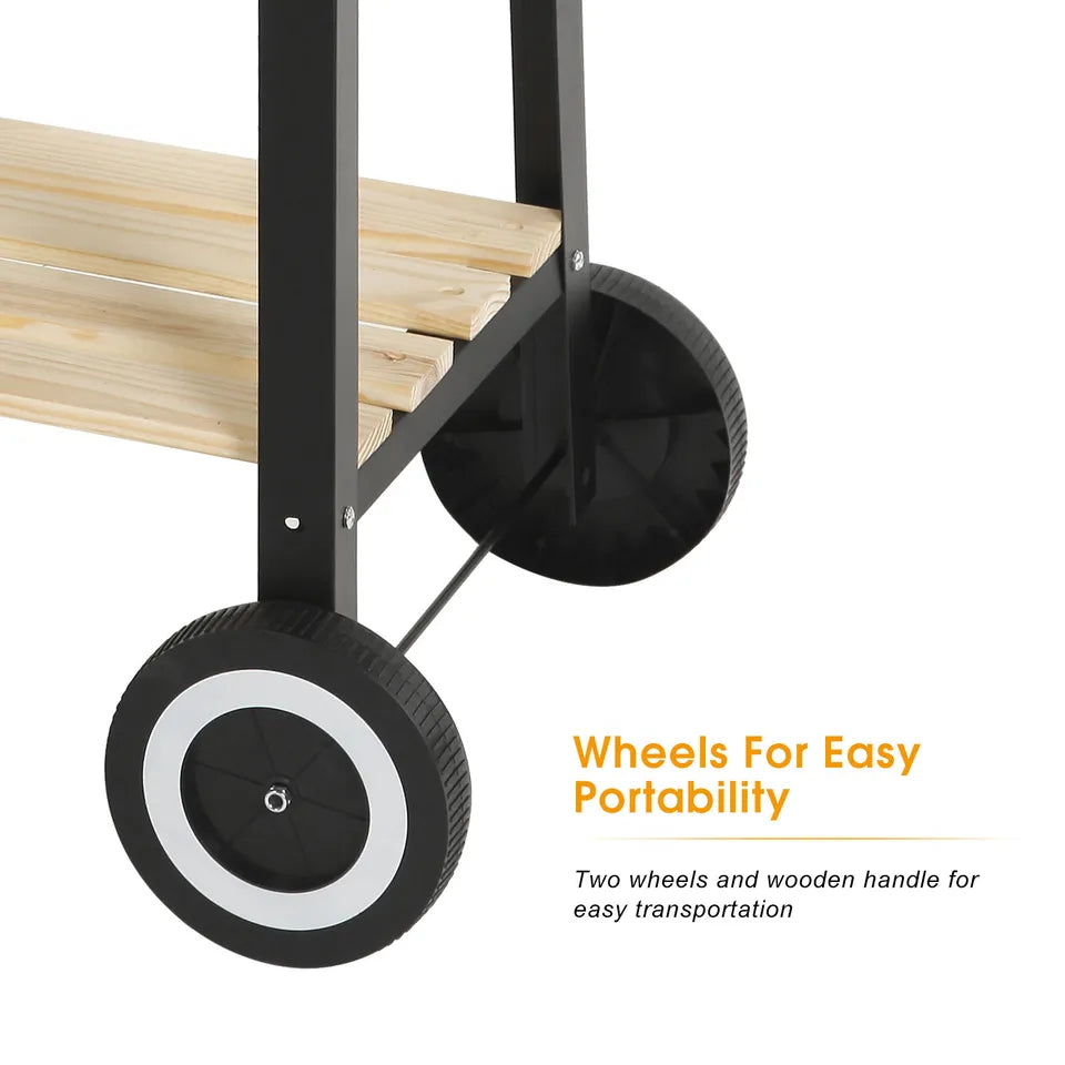 Rectangular BBQ Grill with Garden Wheels