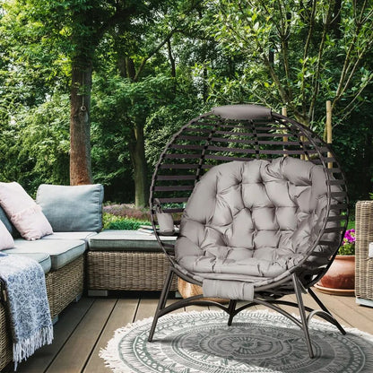 OS Egg Chair w/ Cushion Steel Frame and Side Pocket for Indoor Outdoor